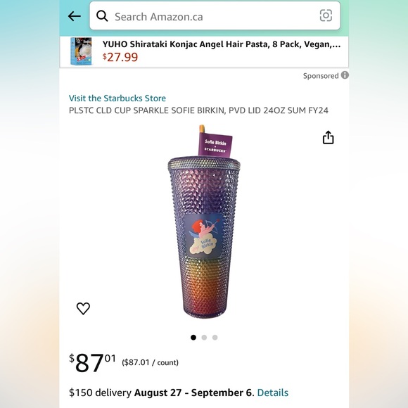 NWT Starbucks studded Sofie Birkin sparkle cold cup 24oz - Picture 5 of 5